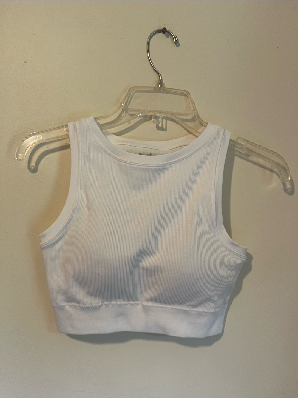 Women's White Ribbed Crop Tank Top